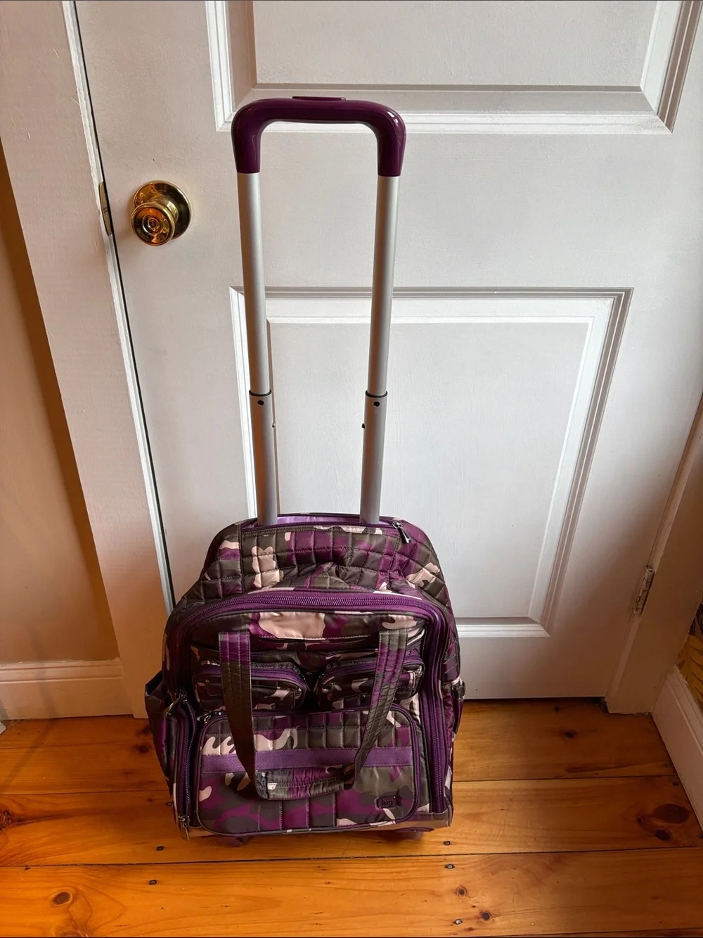 lug Purple Camo “Puddle Jumper” Quilted Rolling Tote with Multiple Pockets